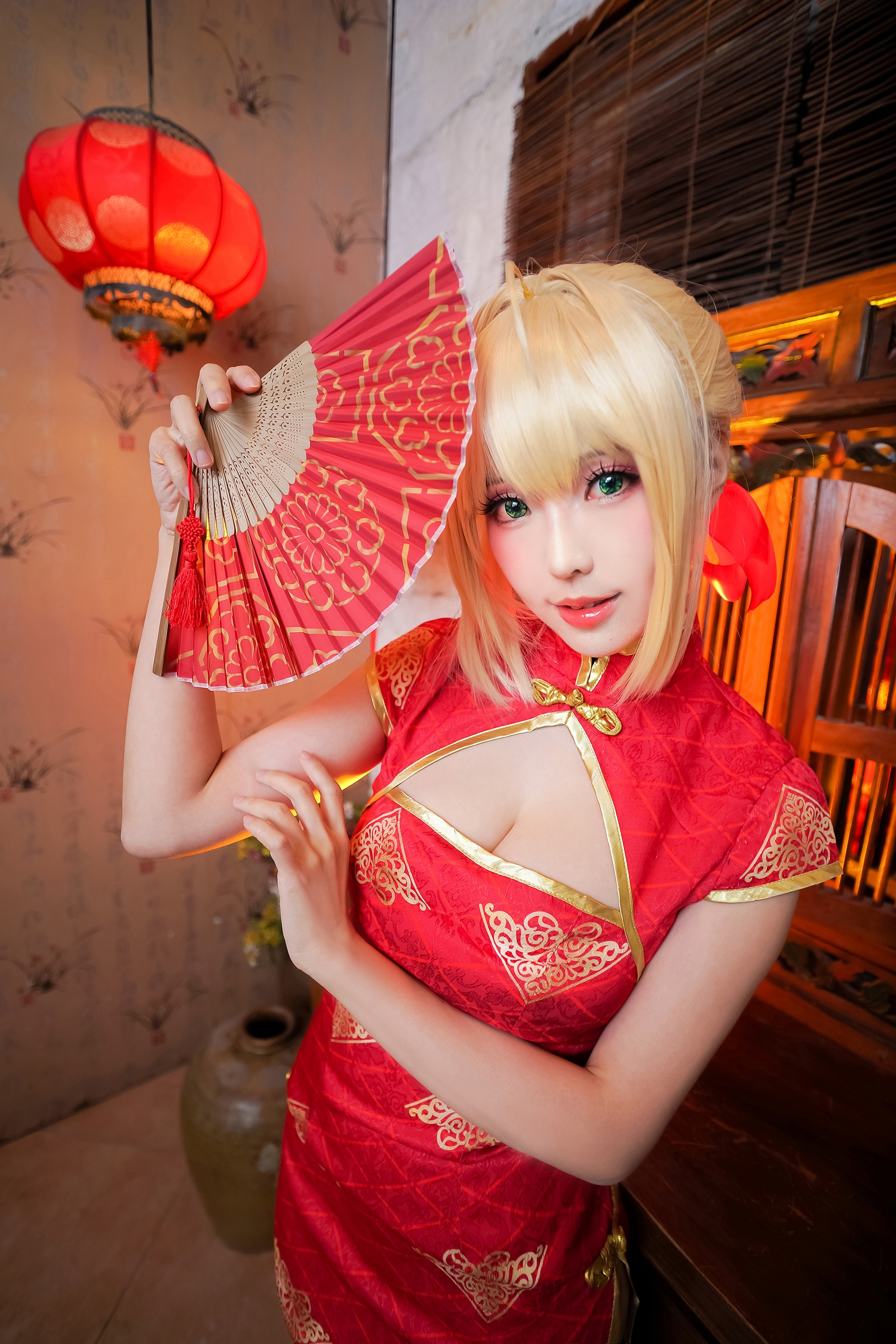 图片[1]-ElyEE子 – NO.058 尼禄 红旗袍 [21P]-XikXak